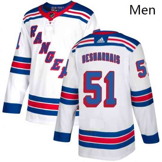 Mens Adidas New York Rangers 51 David Desharnais Authentic White Away NHL Jersey